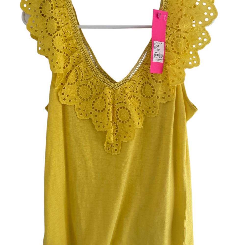 Lilly Pulitzer Plaza top Yellow Eyelet Trim